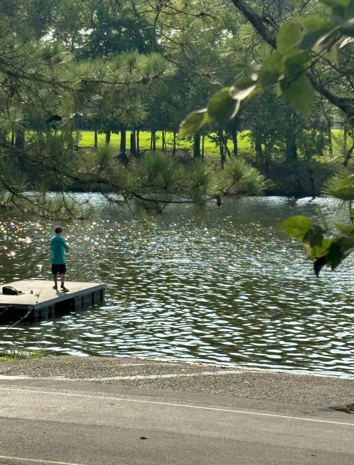 Someone standing on dock by Cumberland River